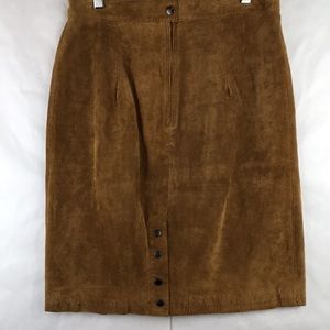 Genuine Suede Leather Vintage Skirt lined with snap button slit back size large